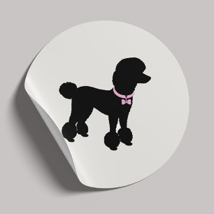 Modern Silhouette Dog Grooming Classic Round Sticker