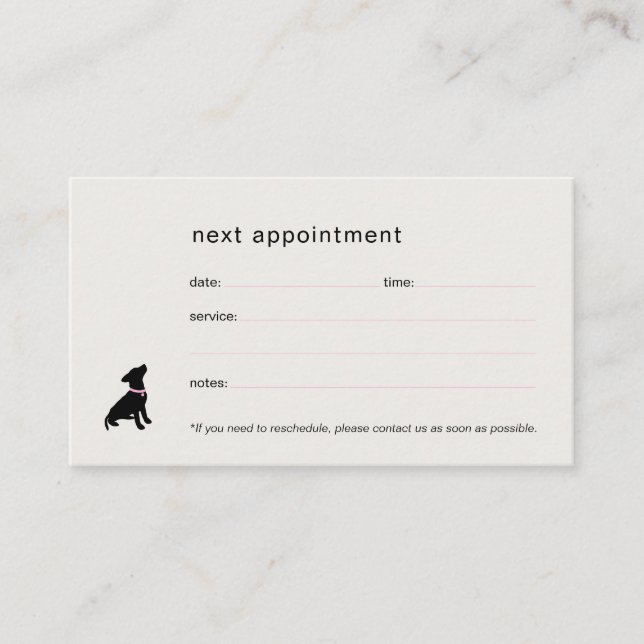 Modern Silhouette Dog Trainer  Appointment Card (Front)