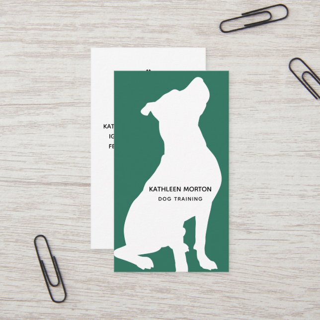 Modern Silhouette Dog Trainer Business Card (Front/Back In Situ)