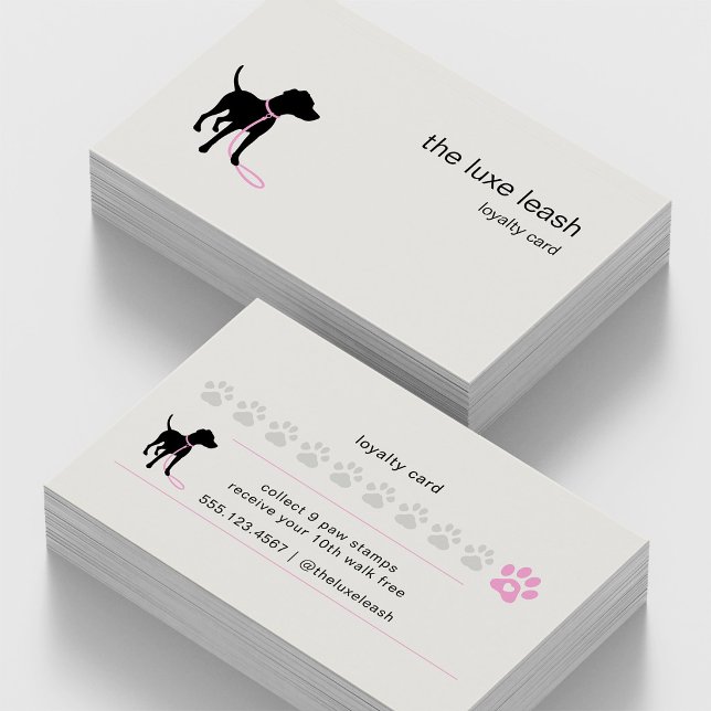 Modern Silhouette Dog Walker Reward Loyalty Card (Creator Uploaded)