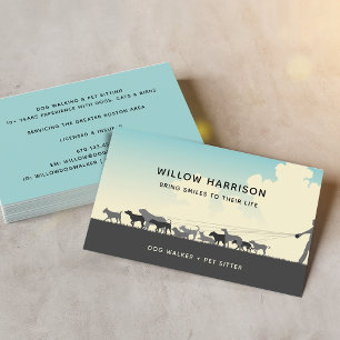 Modern Silhouette Dog Walking Business Card
