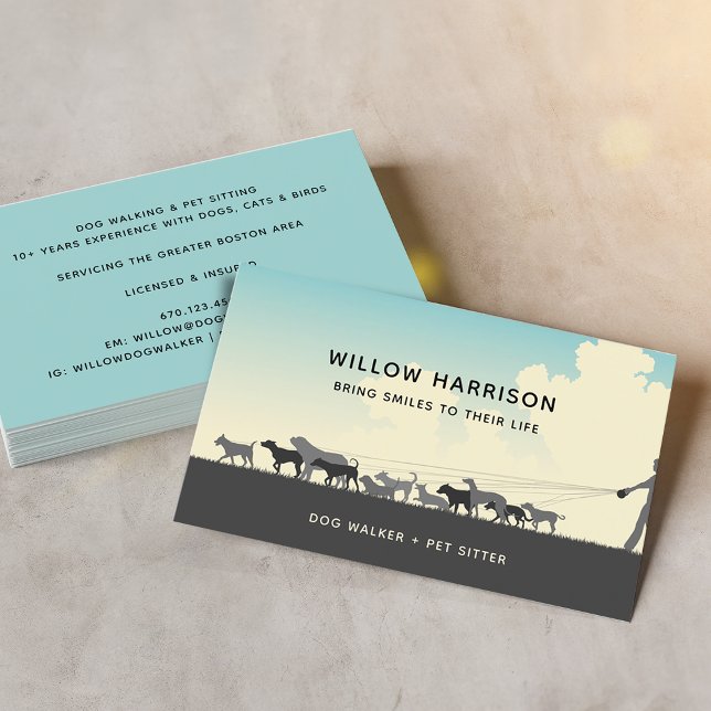 Modern Silhouette Dog Walking Business Card (Modern Silhouette Dog Walking Business Card)