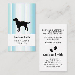 Modern Silhouette Dog Walking Dog Sitting Business Card