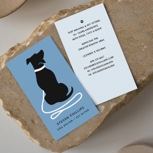 Modern Silhouette Dog Walking Dog Sitting Business Card
