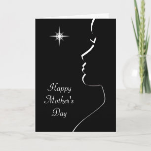 Modern Silhouette in Black & White Mother's Day  C Card