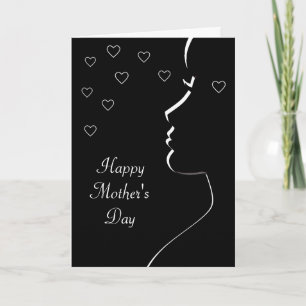 Modern Silhouette in Black & White Mother's Day  Card