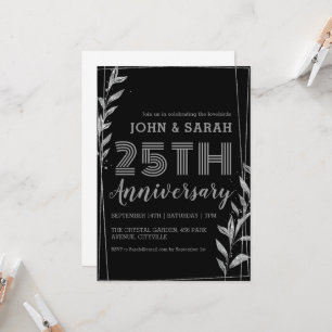modern silver 25th wedding anniversary invitations