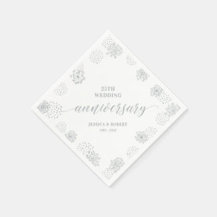 Modern Silver 25th Wedding Anniversary Party Napki Napkin