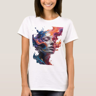 Modern Silver ABSTRACT ART Artistic Motif T-Shirt