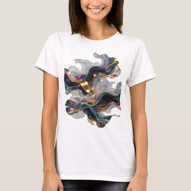 Modern Silver ABSTRACT ART Artistic Motif T-Shirt (Front)