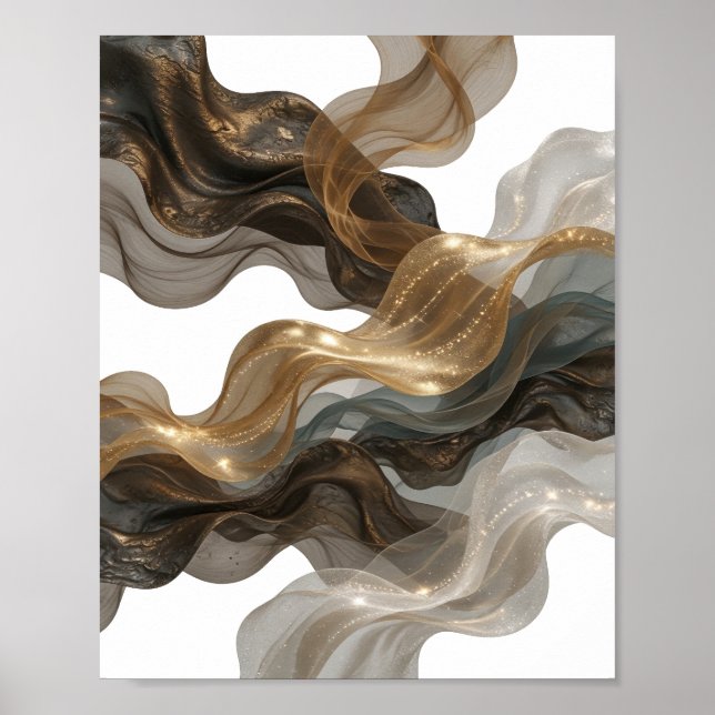 Modern Silver ABSTRACT ART Statement Tee Poster (Front)