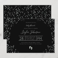 Modern, Silver and Black Baby Shower invitation