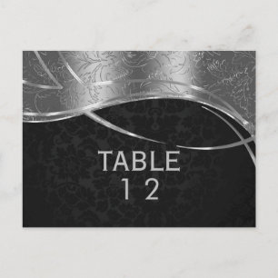 Modern Silver And Black Damask Postcard