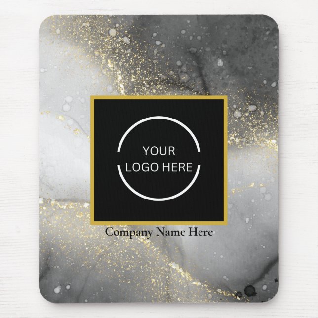 Modern Silver and Gold Company Name & Logo Mouse Mat (Front)