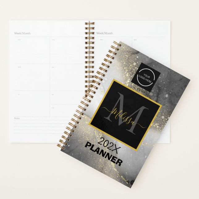 Modern Silver and Gold Logo Monogram Planner (Display)