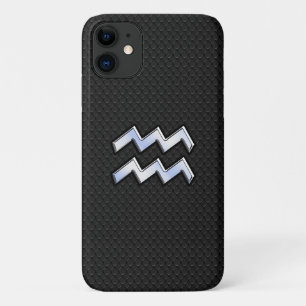 Modern Silver Aquarius Zodiac Sign on Snake iPhone 11 Case