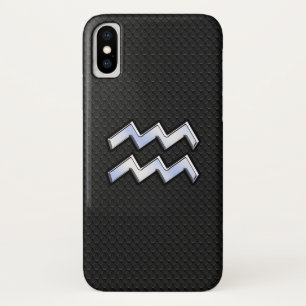 Modern Silver Aquarius Zodiac Sign on Snake iPhone X Case