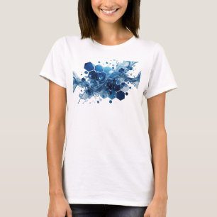 Modern Silver BLUE CRYSTALS AND WATER Wearable Art T-Shirt