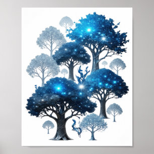 Modern Silver BLUE ICE TREES Poster