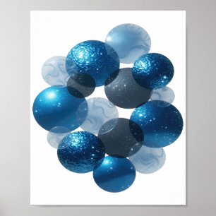Modern Silver BLUE STARS Poster