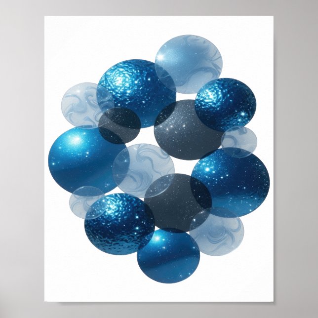 Modern Silver BLUE STARS Poster (Front)