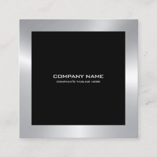 Modern Silver border on black Square Business Card