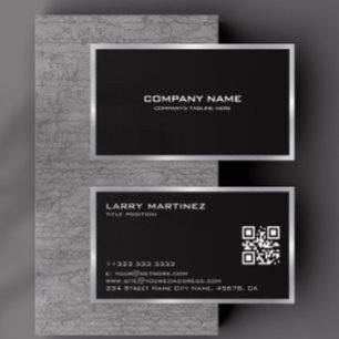 Modern Silver Border on White Square Business Card
