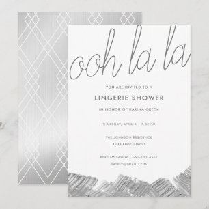 Modern Silver Brush Stroke Lingerie Shower Invite