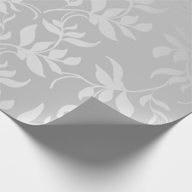Modern Silver Brushed Metal  Wrapping Paper (Corner)