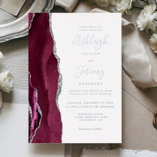 Modern Silver Burgundy Agate Wedding