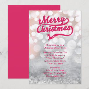 Modern Silver Christmas Dinner Party Invitation