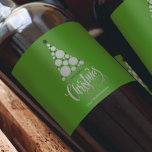 Modern Silver Christmas Tree on Green Wine Label<br><div class="desc">Modern silver tree,  stars,  Merry Christmas and your names in chic lettering on a green background,  personalise these wine bottle labels to serve at your holiday party or to give as gifts or party favours for business gifts,  corporate gifts. CHANGE the background colour to anything.</div>