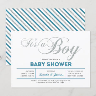 Modern Silver Couple Baby Shower Invitation