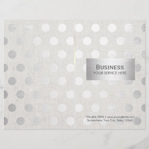 Modern Silver Dots Classy Linen Bi-Fold Brochures