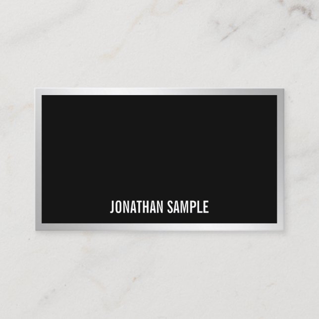 Modern Silver Elegant Simple Template Professional Business Card (Front)