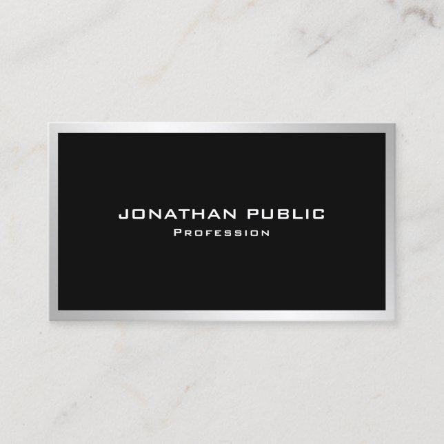 Modern Silver Elegant Simple Template Professional Business Card (Front)