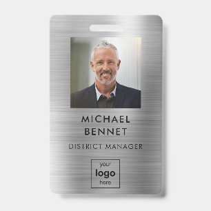 Modern Silver Employee Photo ID Badge
