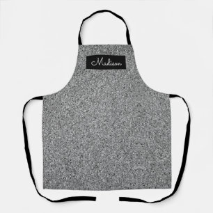 Modern Silver Faux Glitter Sparkle Personalised Apron