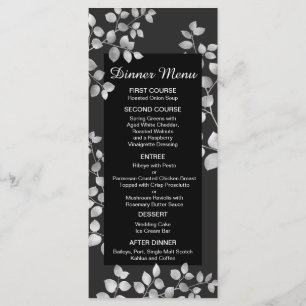 Modern Silver Floral Wedding Menu