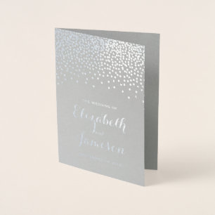 Modern Silver Foil Confetti Dots Wedding Program