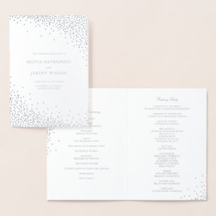 Modern Silver Foil Confetti Dots Wedding Programs