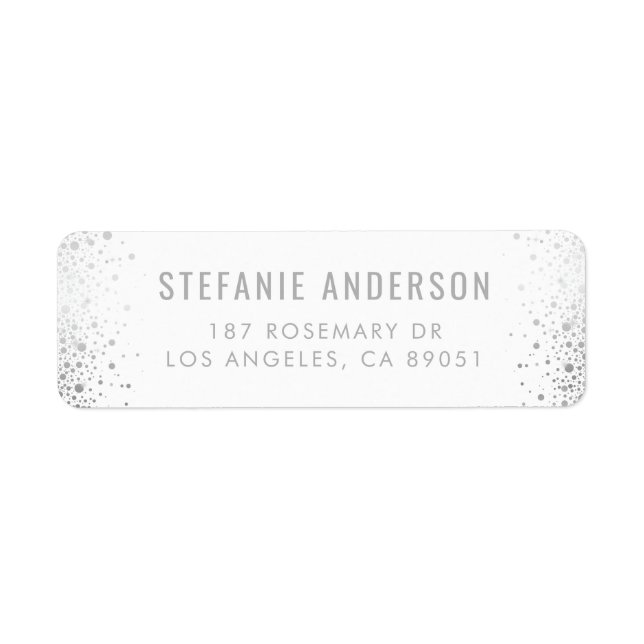 Modern Silver Foil Confetti Dots White Wedding (Front)