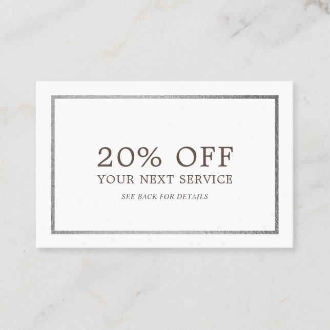Modern Silver Foil - Discount Voucher Card (Front)