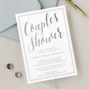 Modern Silver Foil Effect Couples Wedding Shower Invitation