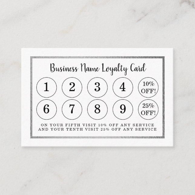 Modern Silver Foil - Loyalty Card (Front)