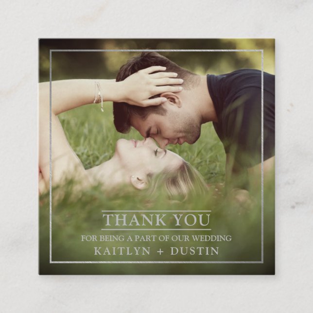 Modern Silver Foil Photo Thank You Enclosure Card (Front)