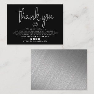 Modern Silver Foil Script Business Thank You Enclosure Card