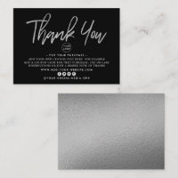 Modern Silver Foil Script Business Thank You