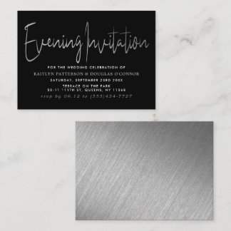 Modern Silver Foil Script Evening Event Ticket Enclosure Card