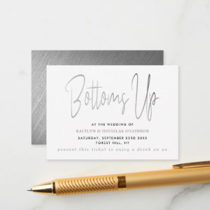 Modern Silver Foil Script Free Drink Ticket Enclosure Card